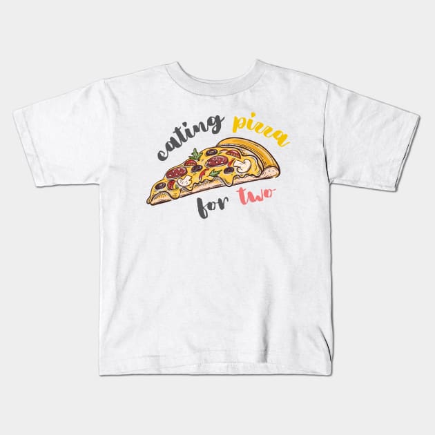 Cool Vintage Eating Pizza For Two | Pizza Slice Kids T-Shirt by casualism